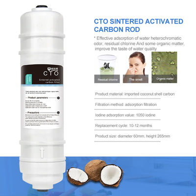 Cartouche d'élément filtrant à charbon actif fritté CTO tige de charbon comprimé